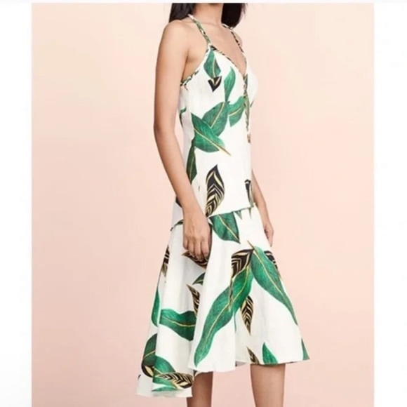 FARM RIO Amazonia Resort Wear Cami Button Front Linen Blend Midi NWT xSmall - Picture 4 of 9